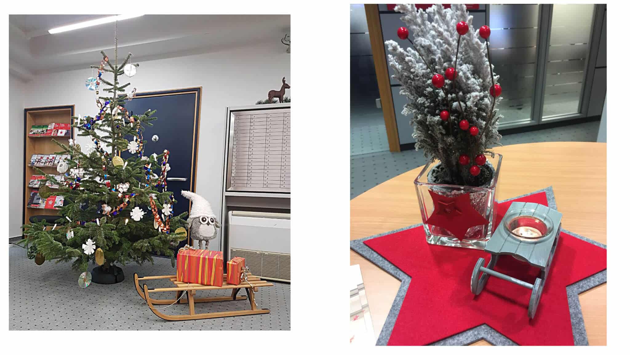 Weihnachtliche Dekoration in unseren Geschäftsstellen