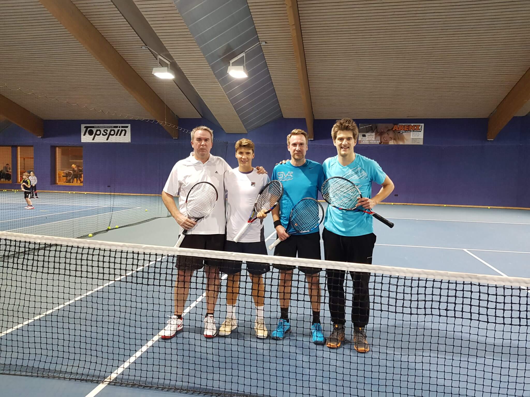 Koblenz Open 2018_Tennisstunde mit Tennis-Profis: Gewinner Gregor Busch, Ivan Sabanov, Gewinner Marco Bach und Sander Anders