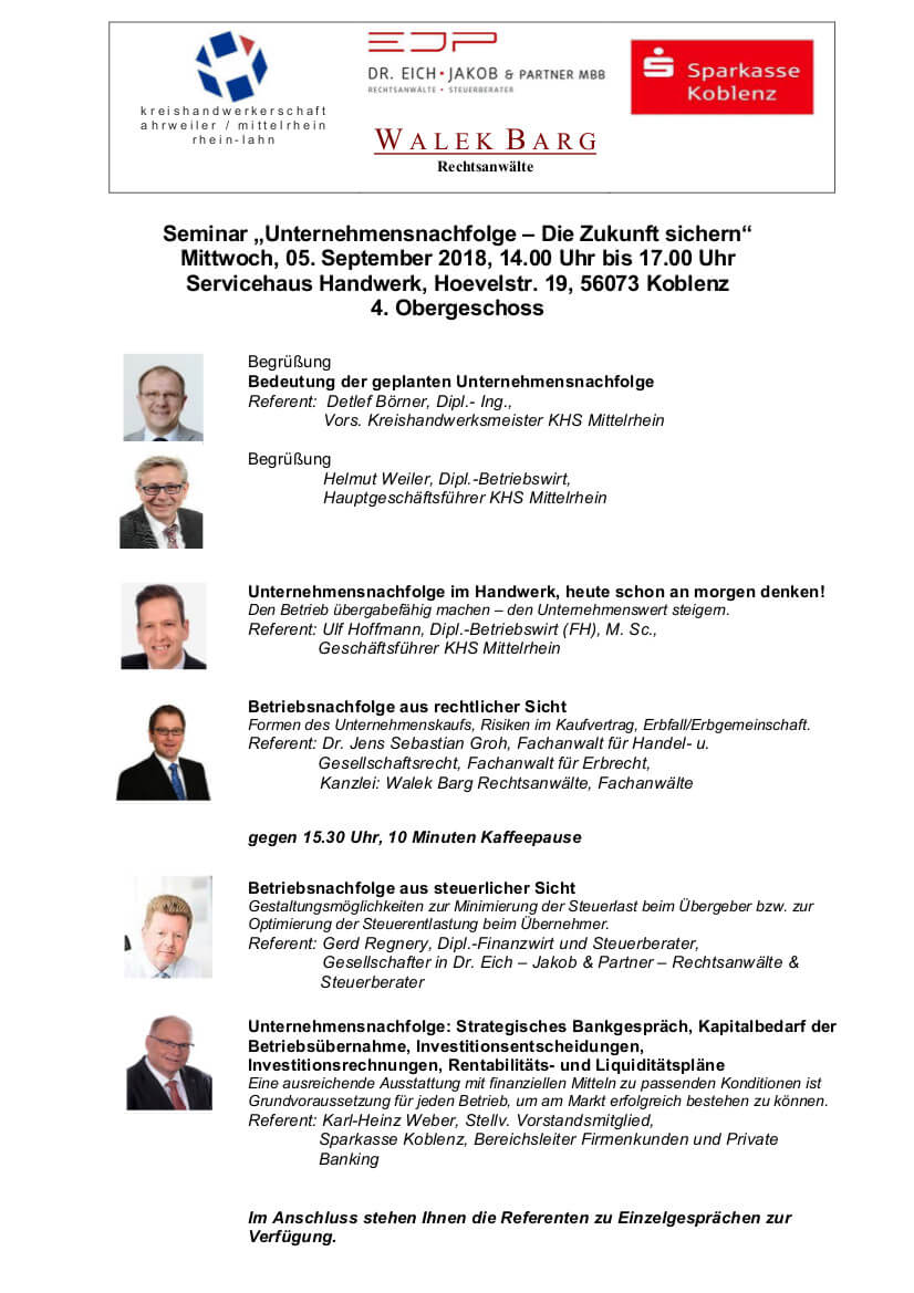 Kreishandwerkerschaft Mittelrhein_Seminar Unternehmensnachfolge