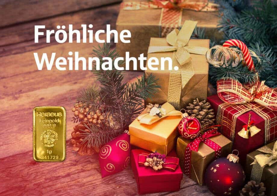 Gold-Geschenkkarte fuer Weihnachten