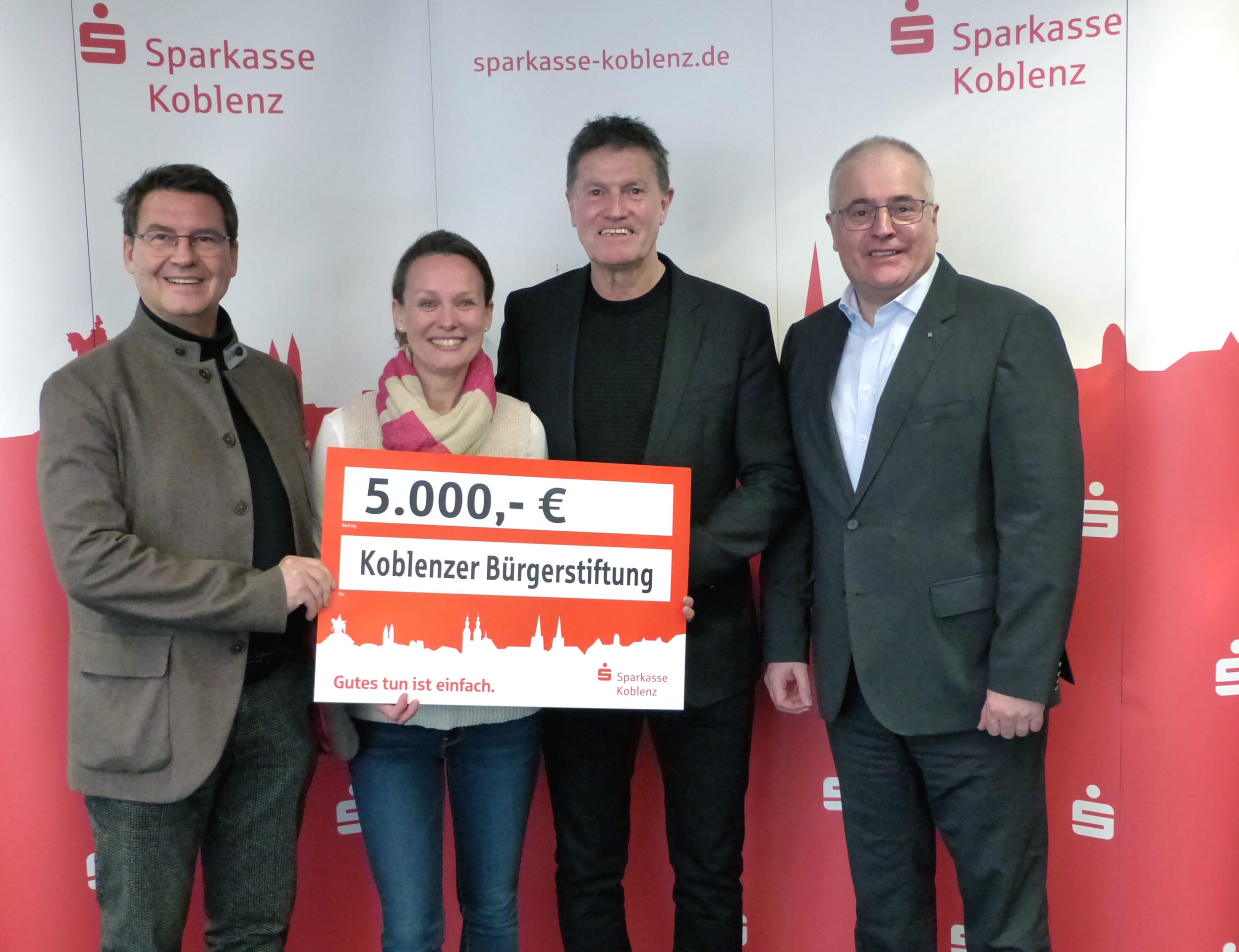 Sparkasse Koblenz unterstützt KoblenzerBürgerStiftung mit 5.000 Euro