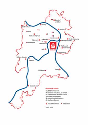 Geschäftsgebiet der Sparkasse Koblenz