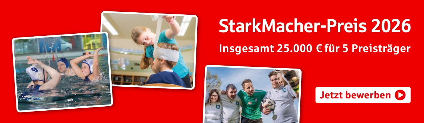 StarkMacher-Preis 2026: Collage mit Button Jetzt bewerben